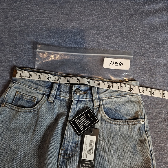 Rebellious Mid Wash Distressed Knee High-rise Extra Long Denim Blue Jeans Size 2 - Picture 7 of 9